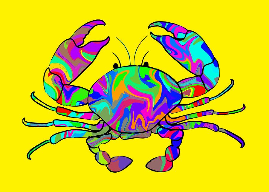 Colourful Digital Art - Colorful Crab by Chris Butler