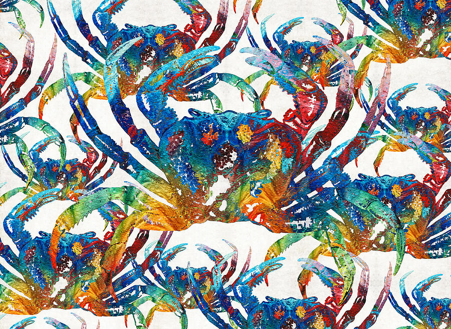 Colorful Crab Collage Art by Sharon Cummings Painting by Sharon Cummings