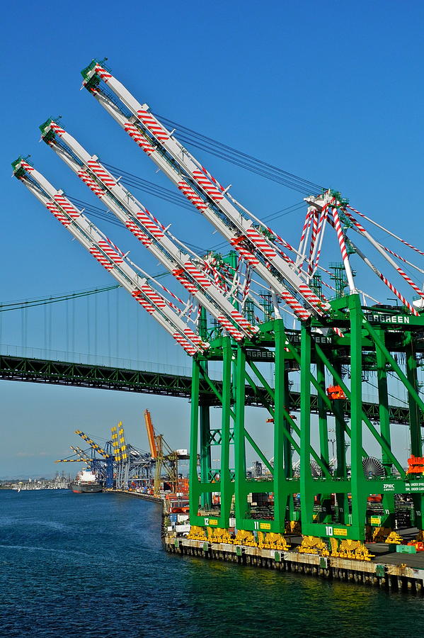 Colorful Cranes in San Pedro Harbor Photograph by Kirsten Giving