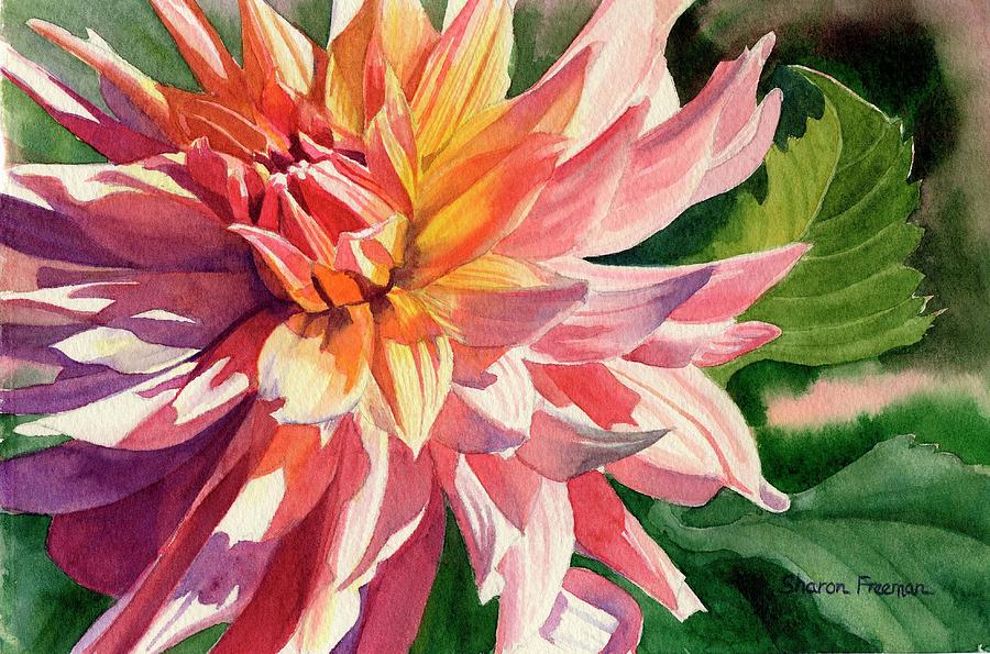 Flower Painting - Colorful Dahlia by Sharon Freeman