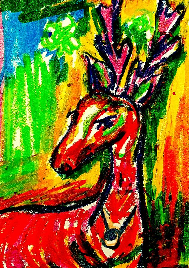 Colorful deer Drawing by Hae Kim