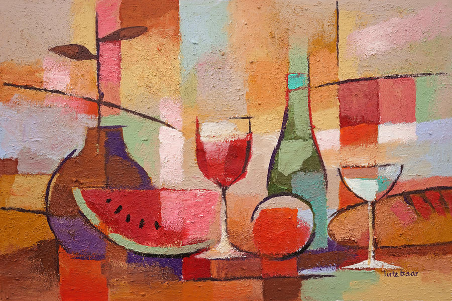 Colorful Dining Painting by Lutz Baar