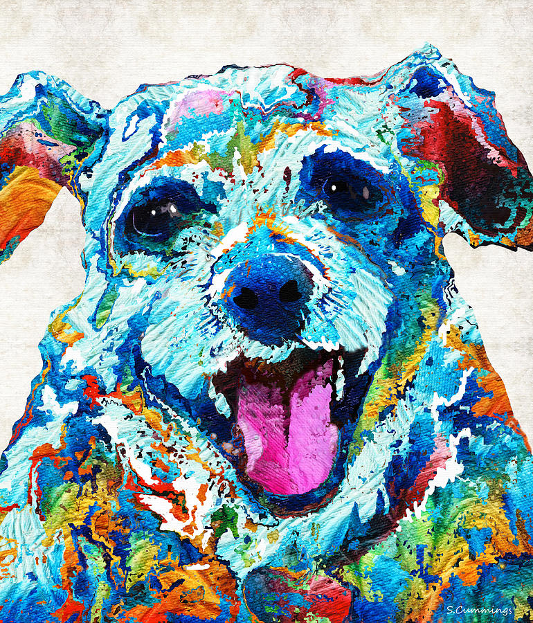 Dog Painting - Colorful Dog Art - Smile - By Sharon Cummings by Sharon Cummings