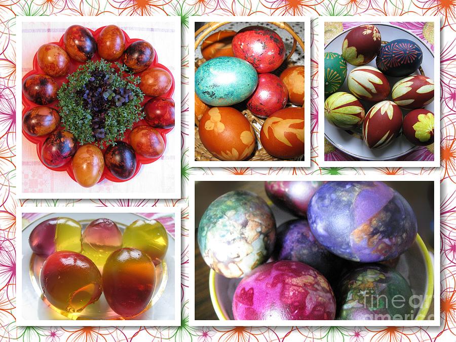 Chicken Photograph - Colorful Easter Eggs Collage 07 by Ausra Huntington nee Paulauskaite