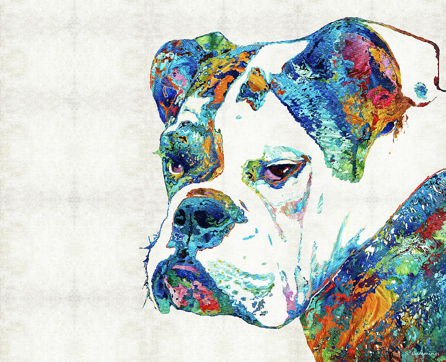 Colorful English Bulldog Art By Sharon Cummings Painting by Sharon Cummings