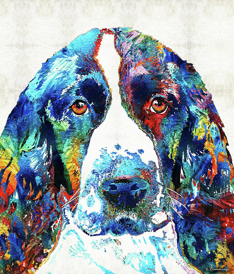 Primary Colors Painting - Colorful English Springer Spaniel Dog by Sharon Cummings by Sharon Cummings