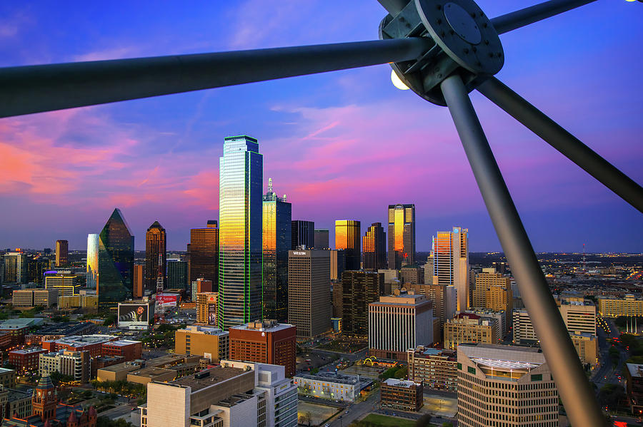 Dallas Photograph - Colorful Evening Skyline of Dallas Texas by Gregory Ballos