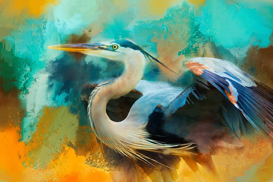 Abstract Photograph - Colorful Expressions Heron by Jai Johnson