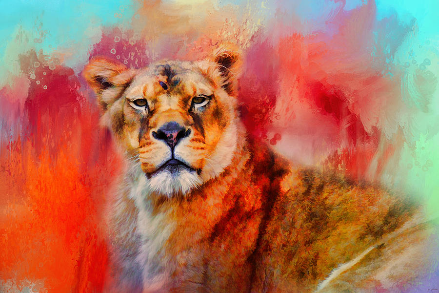 Lion Photograph - Colorful Expressions Lioness by Jai Johnson