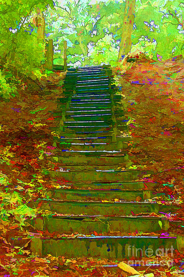 Fall Photograph - Colorful Fantasy Stairs by Teresa Zieba