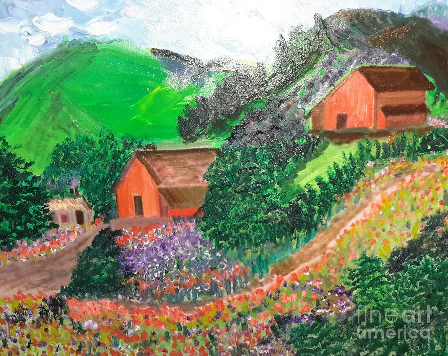 Flower Painting - Colorful Farm by Cindy  Riley
