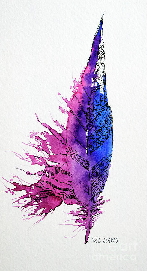 Colorful Feather Painting by Rebecca Davis