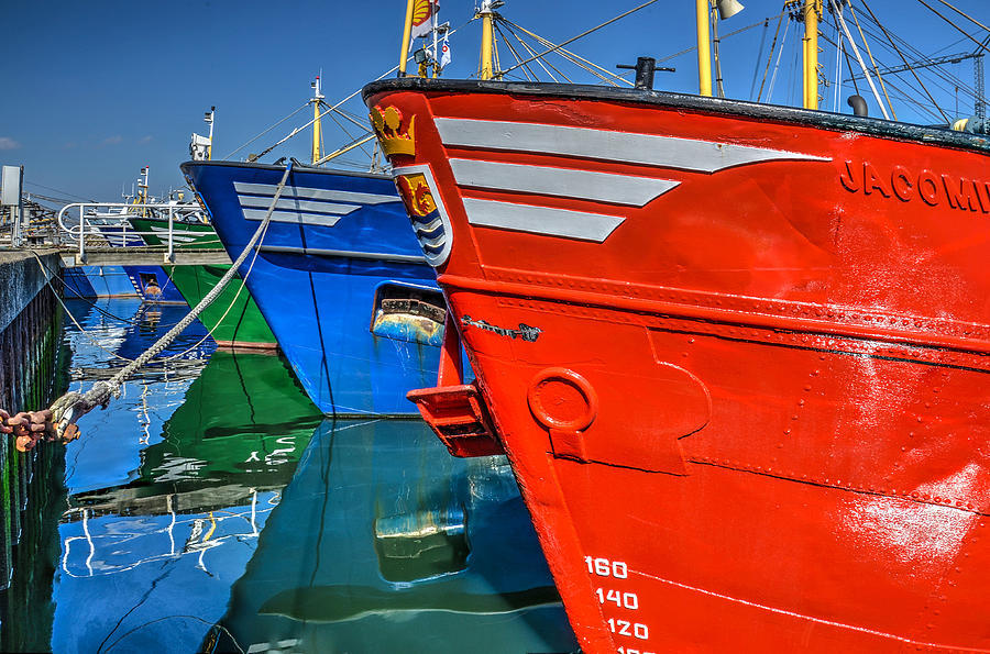 Colorful Fishing Boats in Yerseke Harbour Photograph by Frans Blok