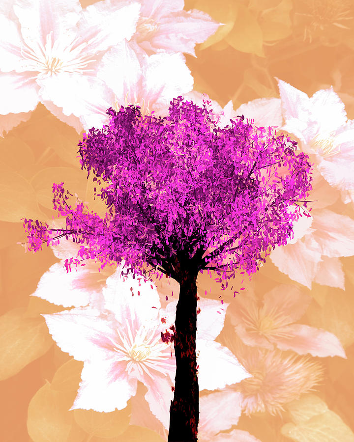 Colorful Floral Art Cherry Tree Digital Painting Photograph by Debra and Dave Vanderlaan