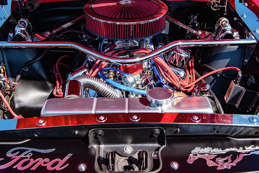 Colorful Ford Mustang Engine Photograph by Artful Imagery