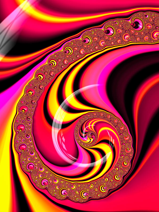 Colorful Fractal Spiral Red Yellow Pink Digital Art