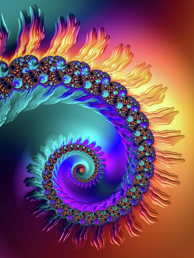 Colorful Fractal Spiral Vertical Digital Art