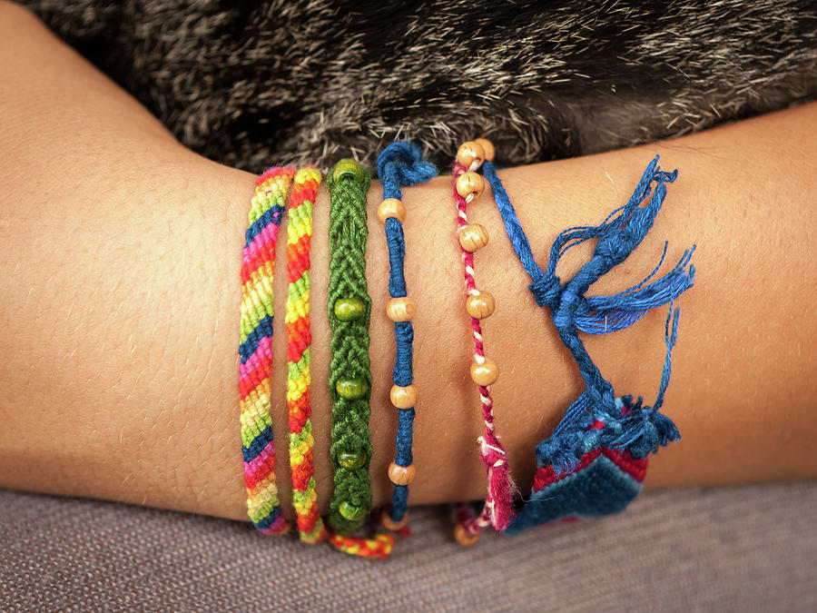 Colorful Friendship Bracelet On A Childs Hand Photograph