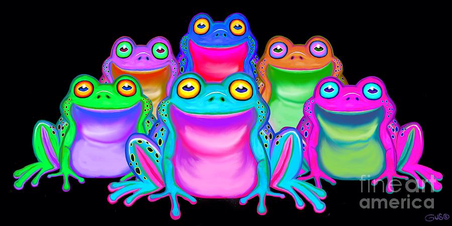 Colorful Froggies Painting by Nick Gustafson
