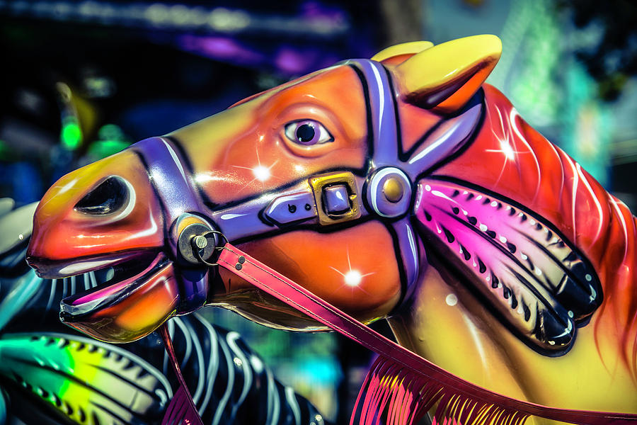 Horse Photograph - Colorful Fun Fair Horse 2 by Garry Gay