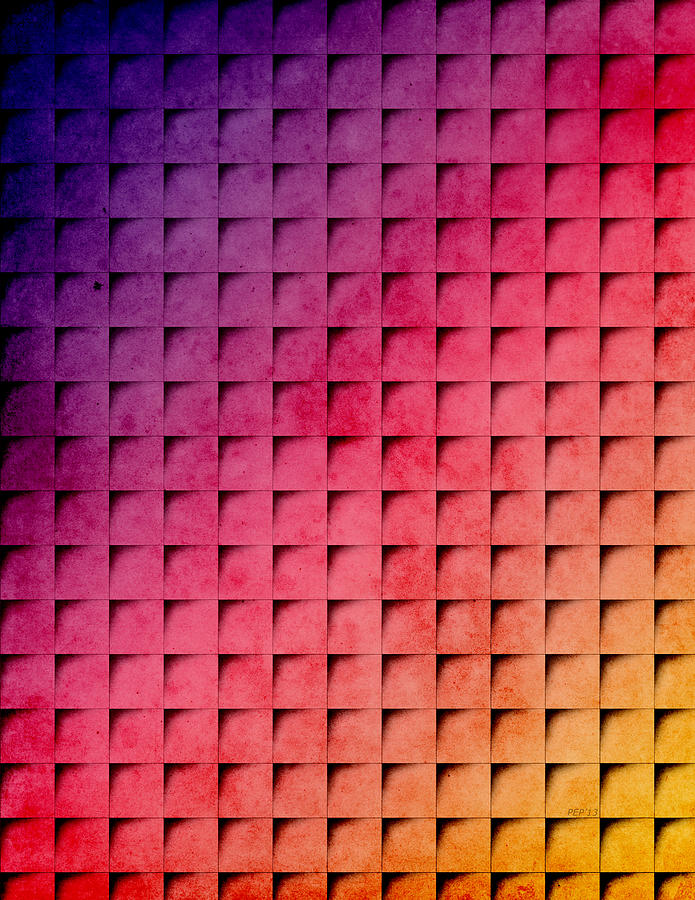 Colorful Geometric Grunge Weave Digital Art by Phil Perkins