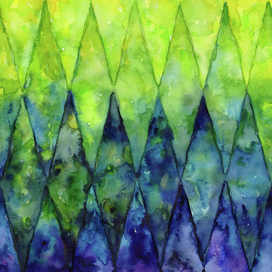 Peacock Painting - Colorful Geometric Pattern Watercolor  by Olga Shvartsur