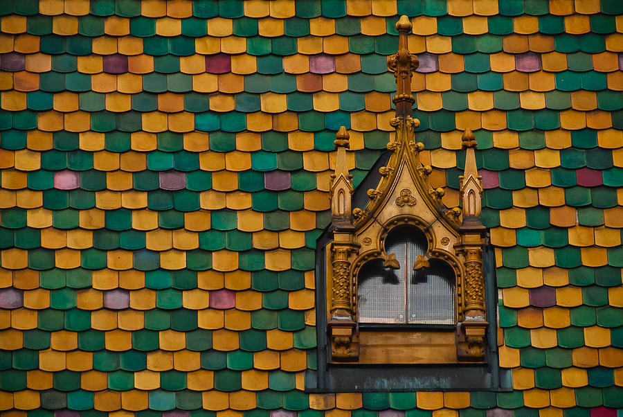 Colorful Geometric Tile Decorative Roof Pattern Photograph