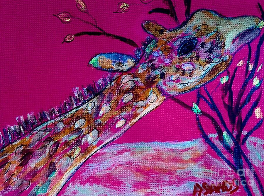 Colorful Giraffe Painting by Anne Sands