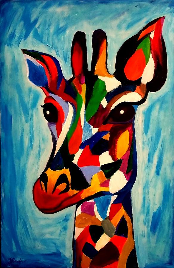 Colorful Giraffe Painting by JP Vaughan Fine Art America