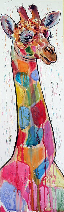 Colorful giraffe Painting by Kovacs Anna Brigitta