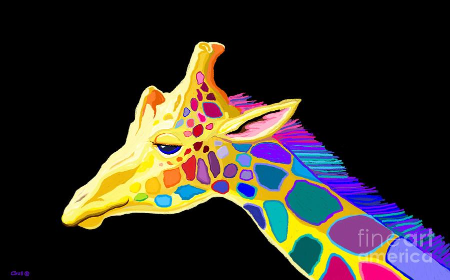 Colorful Giraffe Digital Art by Nick Gustafson
