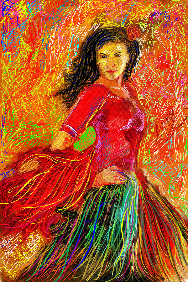 Colorful Girl posing Painting by Kurian Jacob - Fine Art America