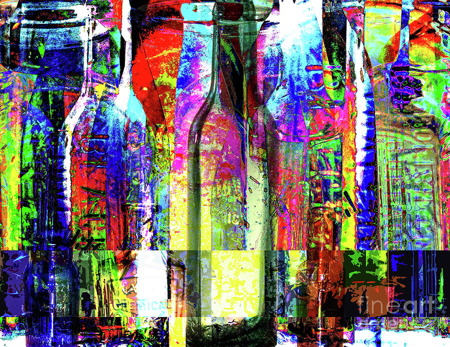 Colorful Glass Bottles Collage Digital Art by Phil Perkins
