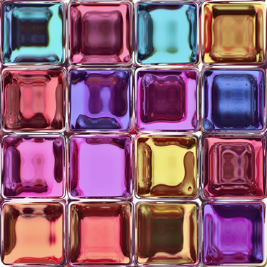 Colorful Glass Tiles Texture Digital Art By Hamik Arts