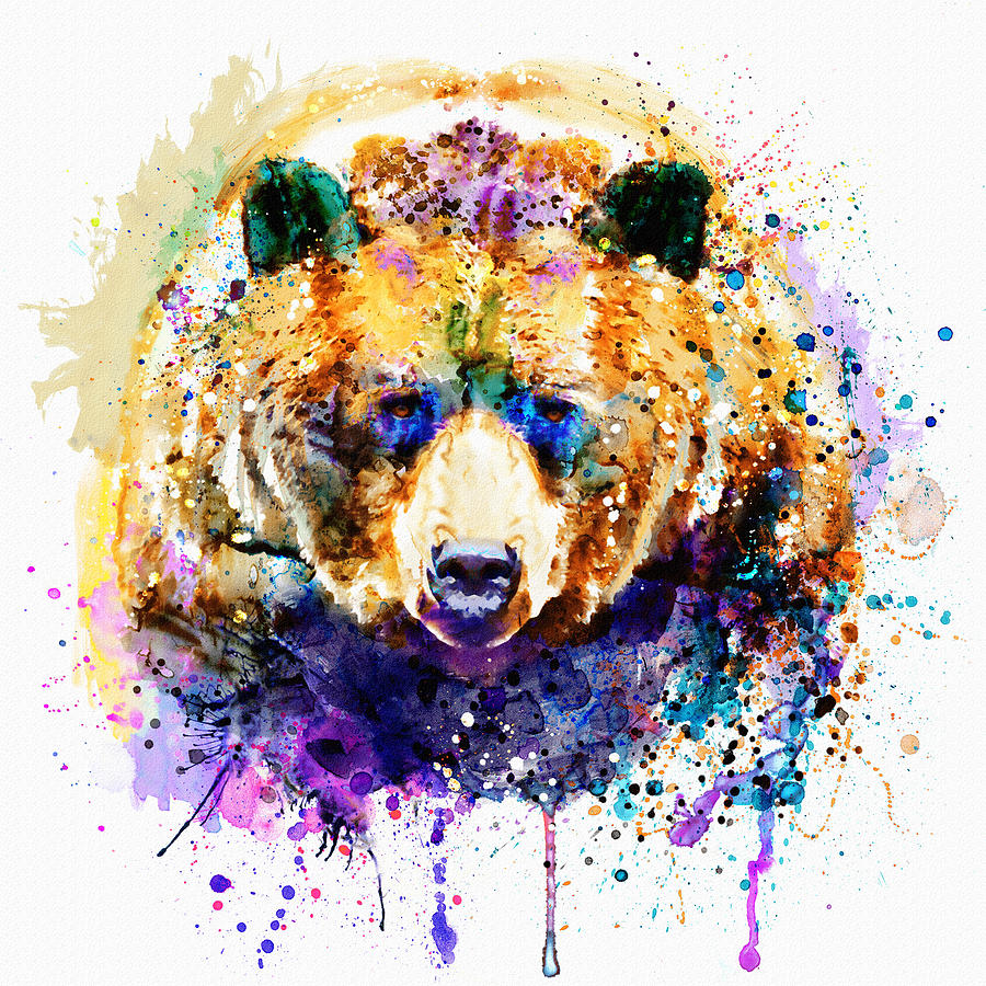 Colorful Grizzly Bear Painting by Marian Voicu