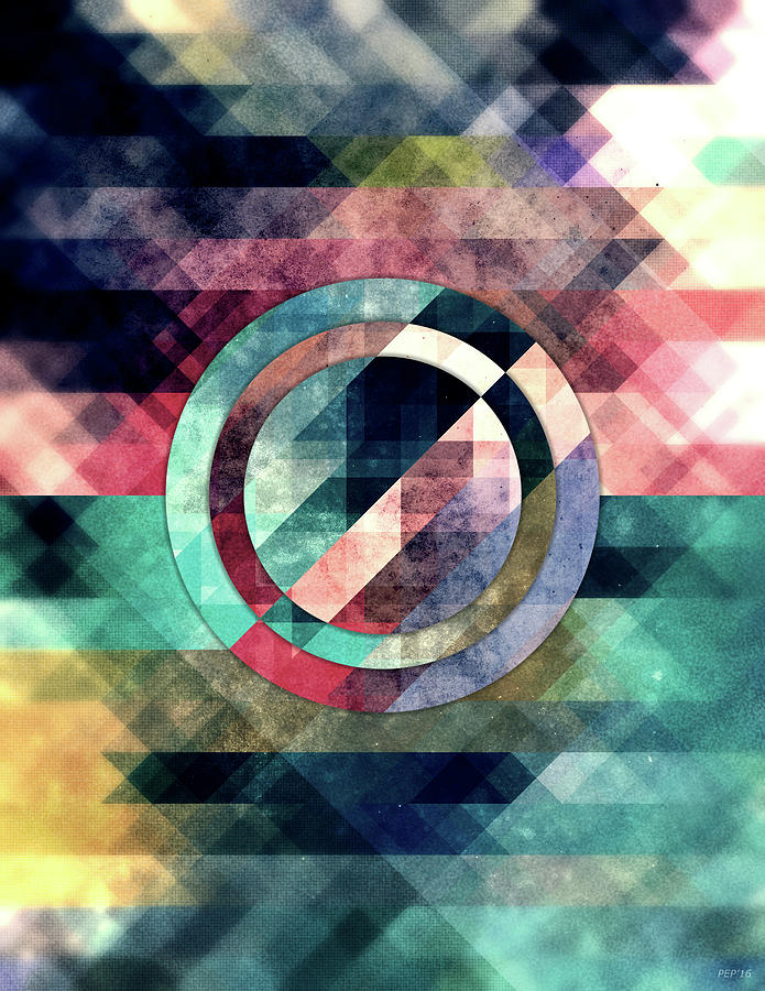 Colorful Grunge Geometric Abstract Digital Art by Phil Perkins