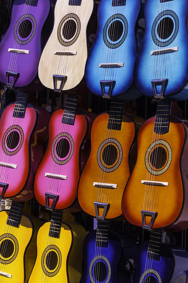 Music Photograph - Colorful Guitars by Garry Gay