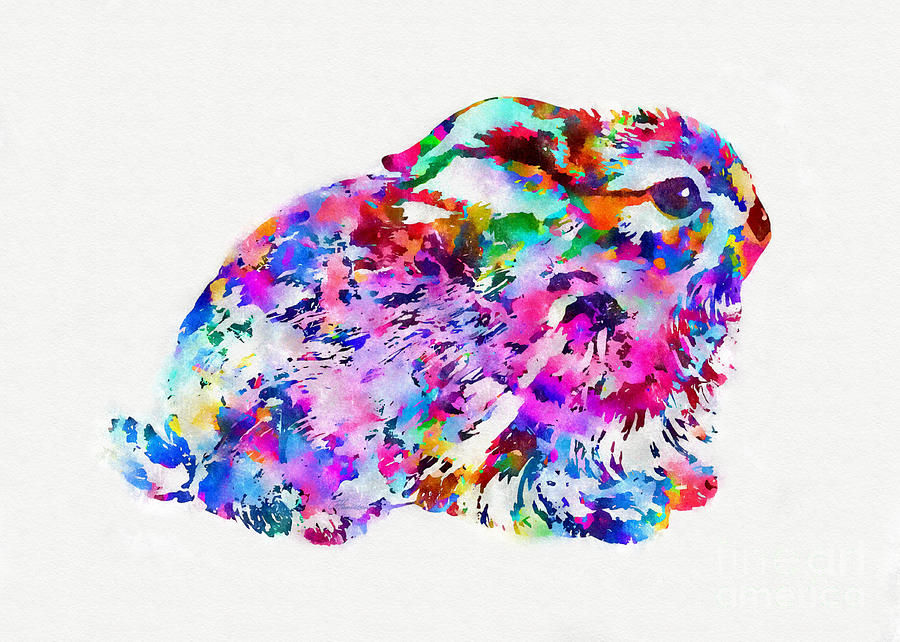 Colorful Hare Art Mixed Media by Olga Hamilton