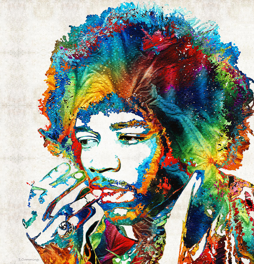 Primary Colors Painting - Colorful Haze - Jimi Hendrix Tribute by Sharon Cummings