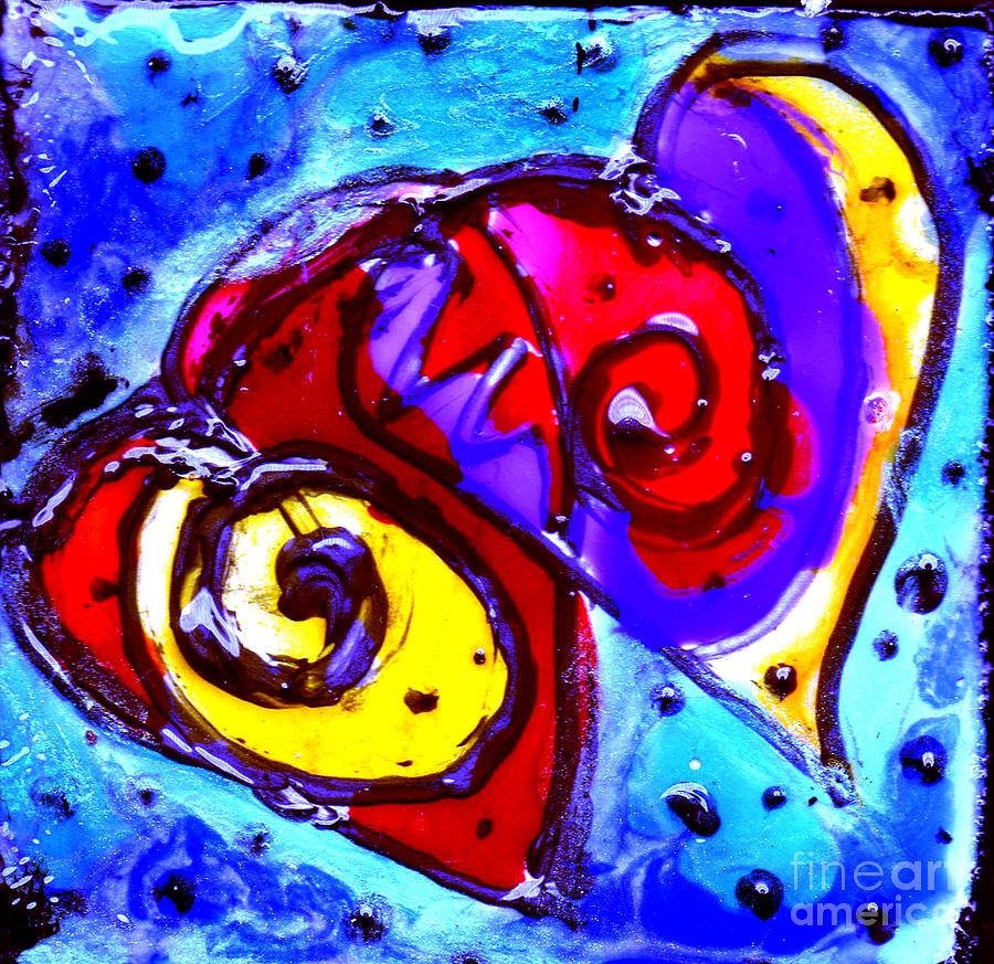 Valentines Day Painting - Colorful Hearts by Genevieve Esson