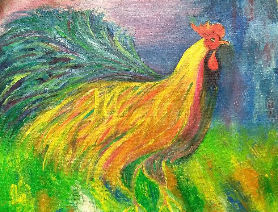 Rooster Painting - Colorful Rooster by IRA World Art