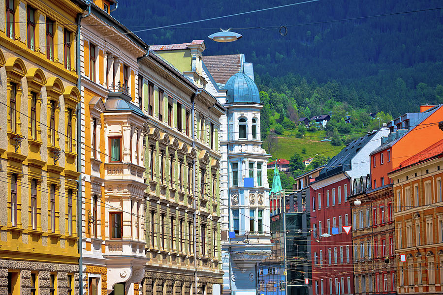 Colorful historic architecture of alpine town Innsbruck Photograph by Brch Photography