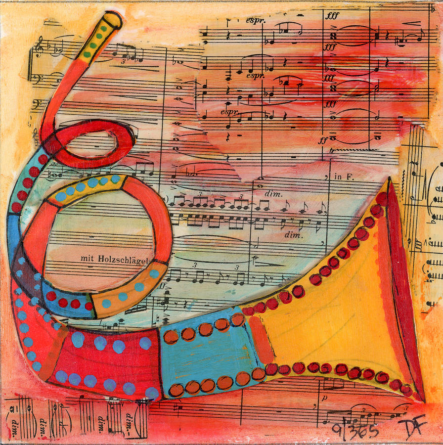 Colorful Horn Mixed Media by Dora Ficher
