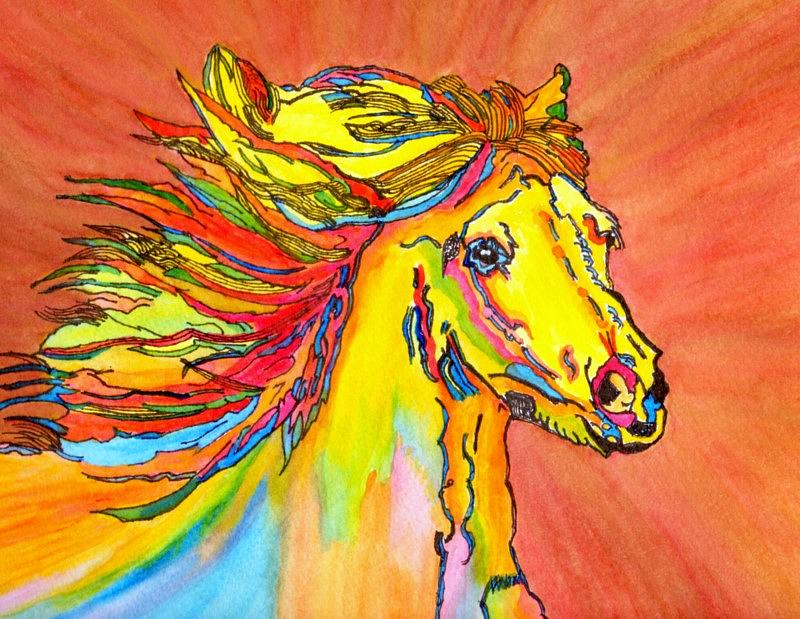 Colorful Horse Painting by Connie Valasco