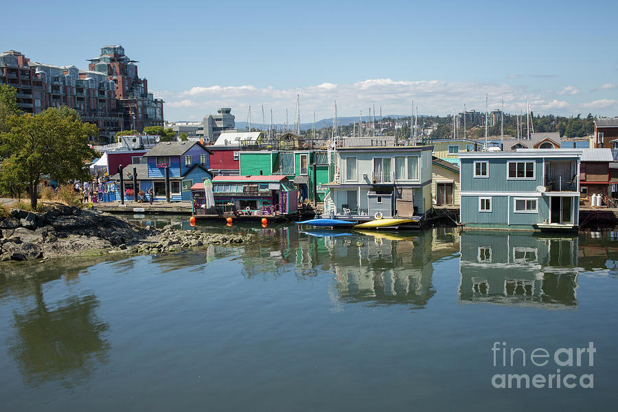 Colorful houseboats in Victoria, Canada Photograph by Patricia Hofmeester