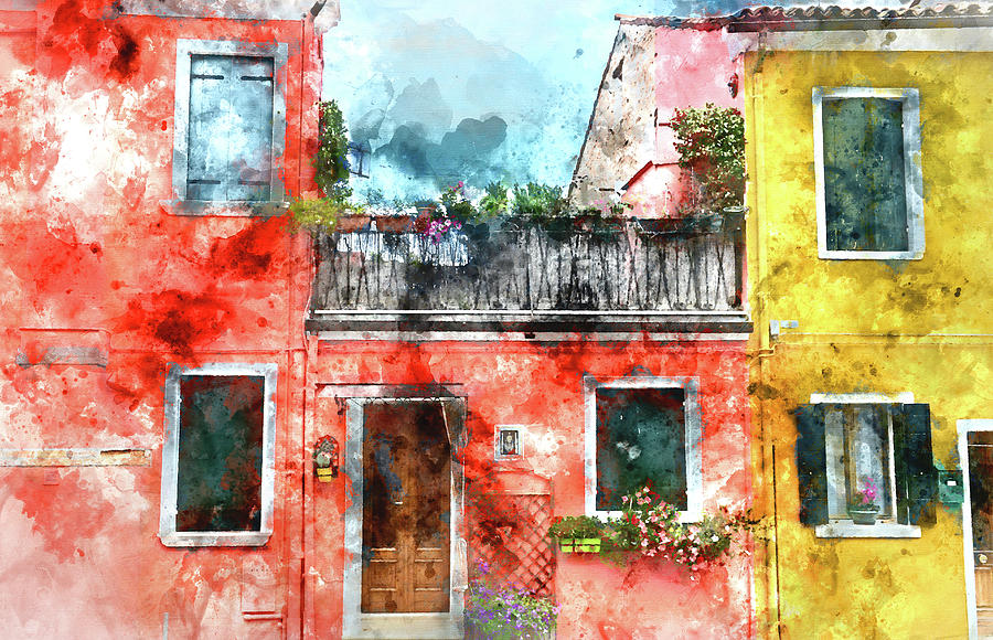 Colorful houses in Burano island Venice Italy Photograph by Brandon Bourdages
