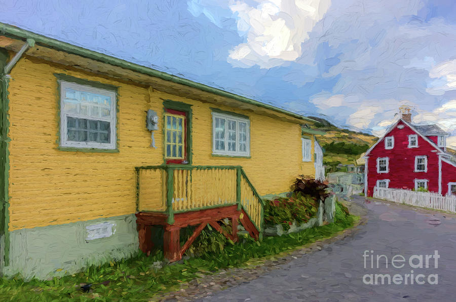 Colorful houses in Trinity - painterly Photograph by Les Palenik