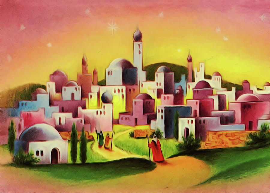 Colorful Houses Painting by Munir Alawi