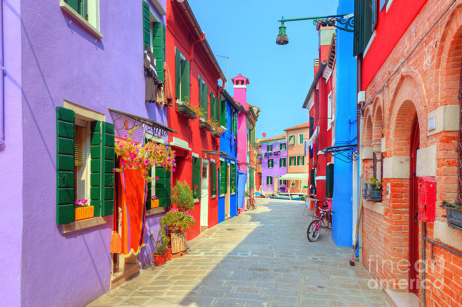 Colorful houses on Burano island Photograph by Michal Bednarek
