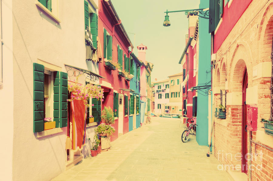 Colorful houses on Burano near Venice Photograph by Michal Bednarek